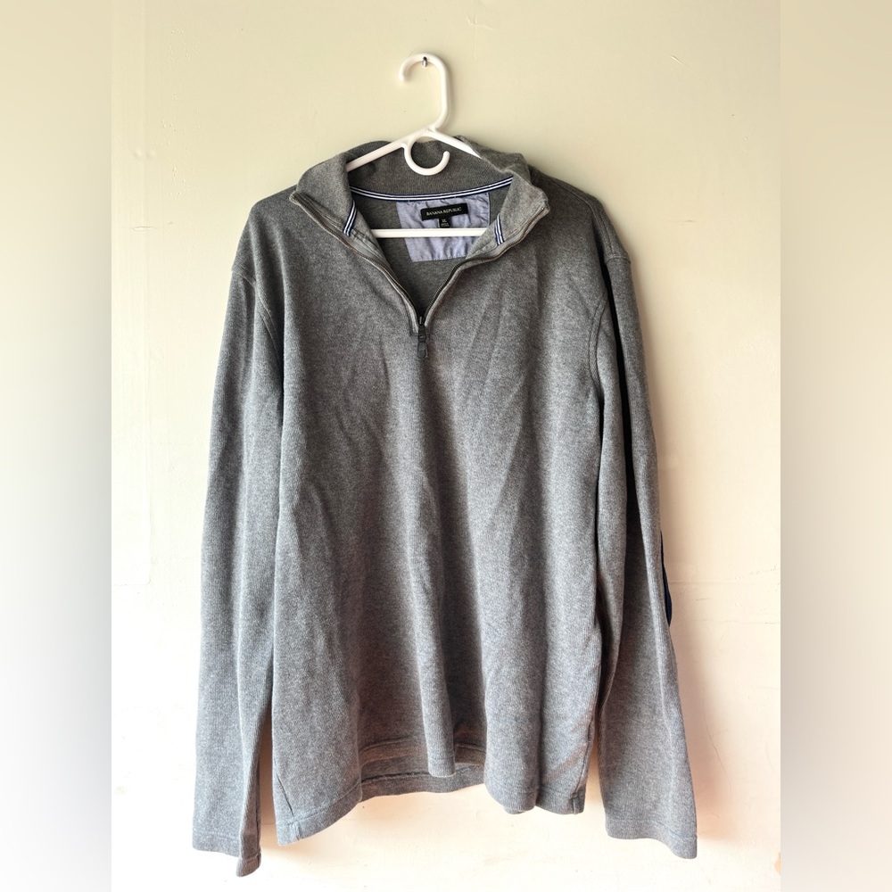 Banana Republic Men's Charcoal Zip-Up Sweater